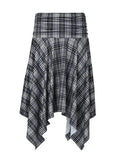 Checked Irregular Hem Midi Skirt O260947