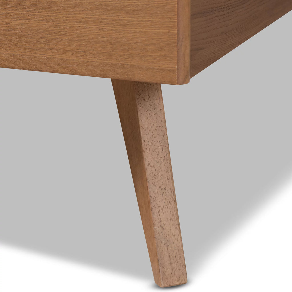 Full Ash Walnut Wood Platform Bed Y77730