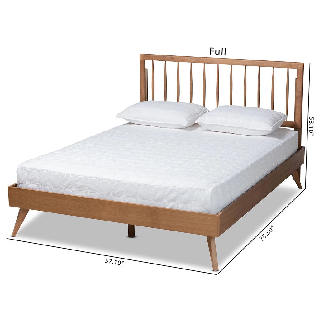 Full Ash Walnut Wood Platform Bed Y77730