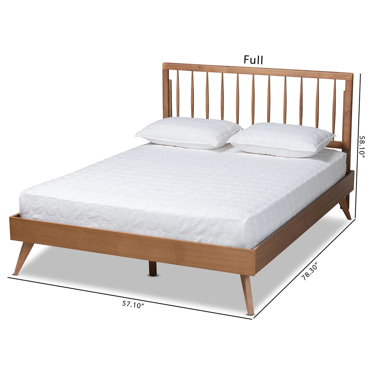 Full Ash Walnut Wood Platform Bed Y77730
