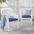 White Wicker Chair with Blue Cushion Set of 2 P713944