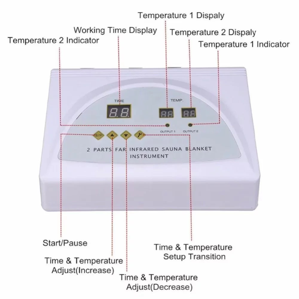 Portable Digital Far-Infrared 2-Zone Gray Sauna Blanket T3089