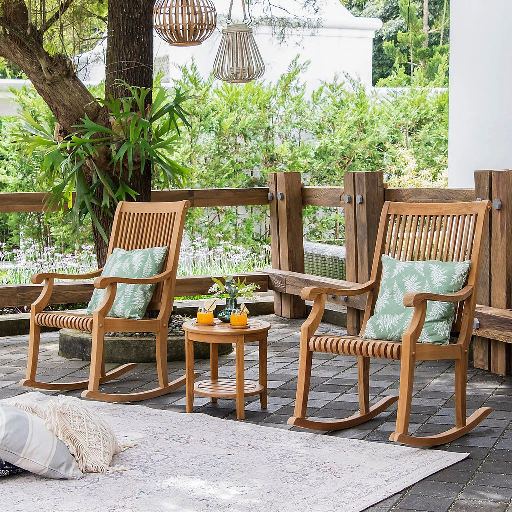 3-piece Teak Outdoor Rocking Chair Chat Set I8253
