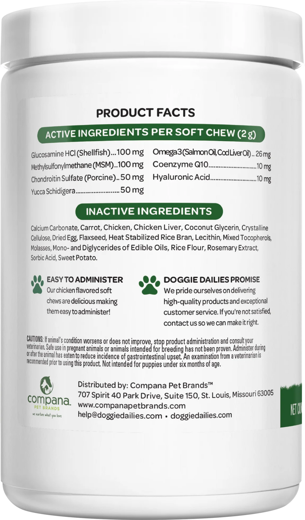 Glucosamine for Dogs 225 Chews Joint Supplement with Chondroitin MSM Hyaluronic Acid CoQ10 Chicken V798803