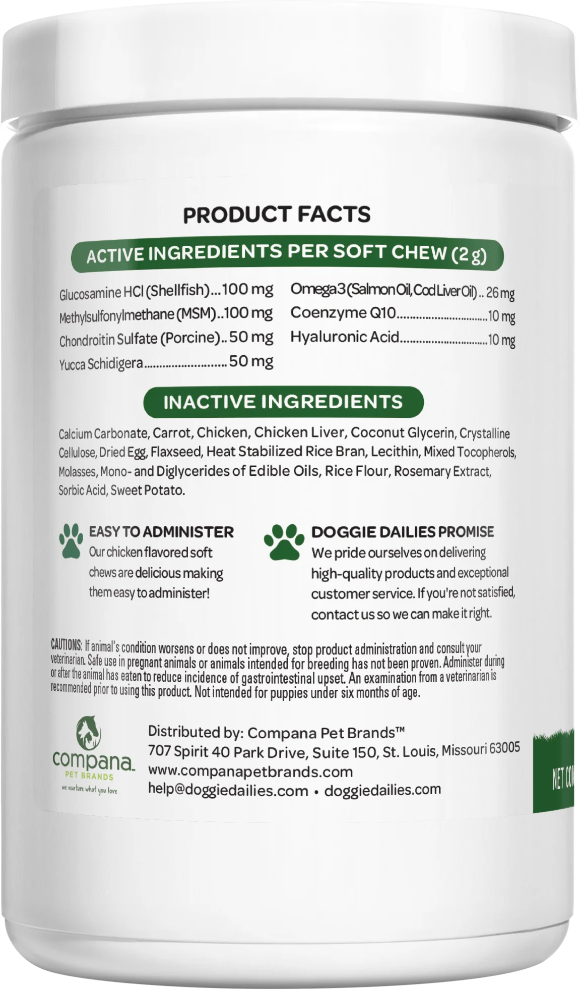 Glucosamine for Dogs 225 Chews Joint Supplement with Chondroitin MSM Hyaluronic Acid CoQ10 Chicken V798803