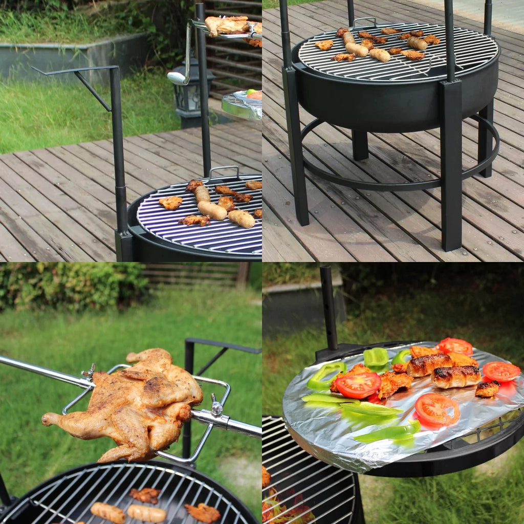 Multipurpose Wood Burning Fire Pit with Steel Swivel Cooking Grill C669128