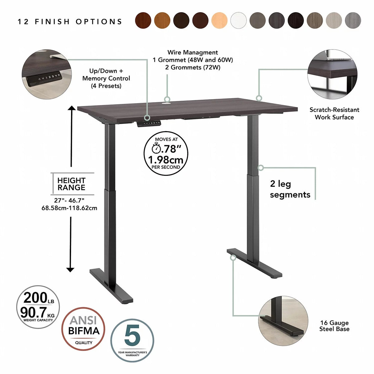 72 x 30 in. Height Adjustable Standing Desk X7005
