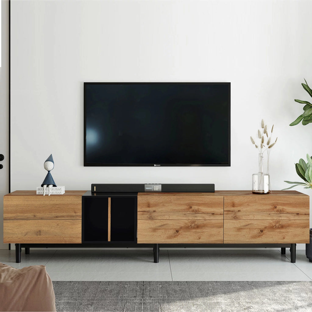 Mid-Century Modern TV Stand with 3 Doors R789889
