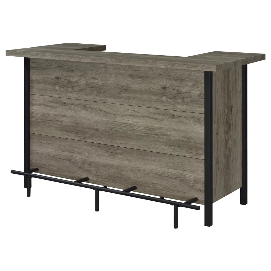 Bar Unit with Footrest Grey Driftwood and Black G856