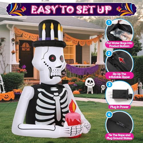 8FT Halloween Inflatable Skeleton Tree with LED Lights F459715
