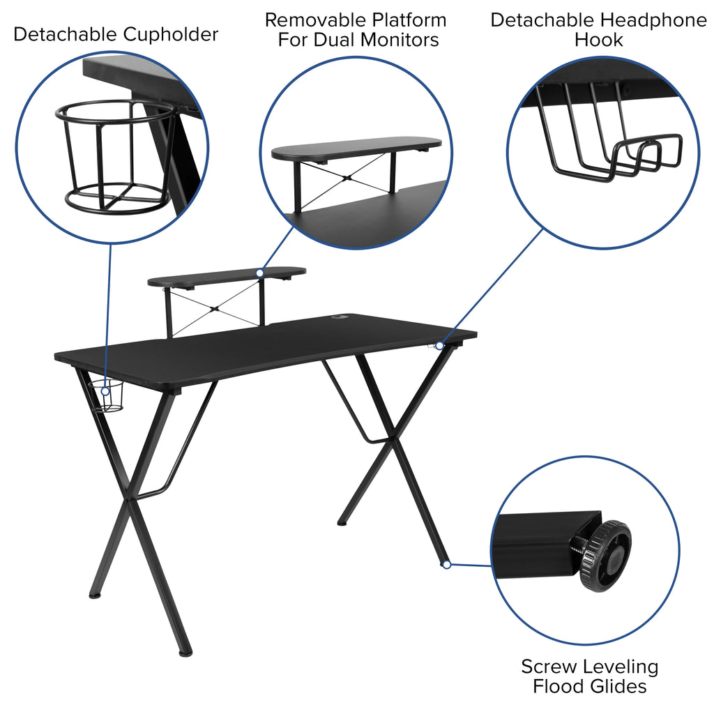 Gaming Desk and Reclining Footrest Chair M239