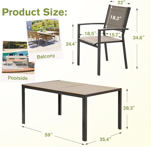 7 Piece Light Grey Patio Dining Set A77636
