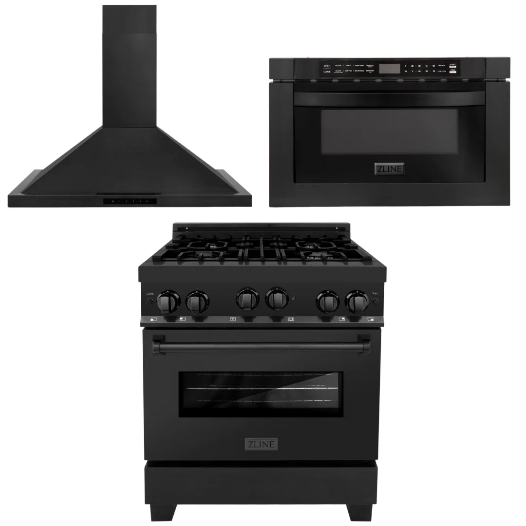 30 in. Gas Range, Range Hood & Microwave Appliance Package N6922