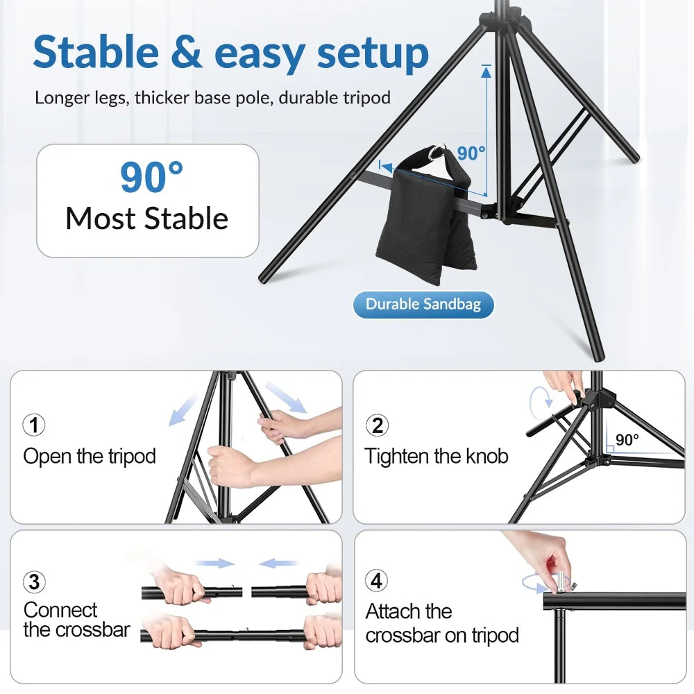 10ft Adjustable Background Support Stand Photography Backdrop Kit U602788