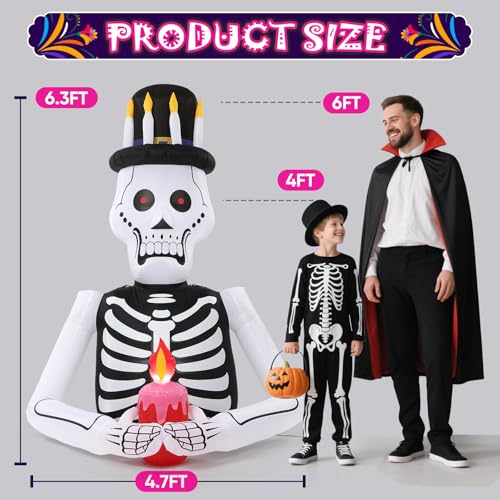 8FT Halloween Inflatable Skeleton Tree with LED Lights F459715