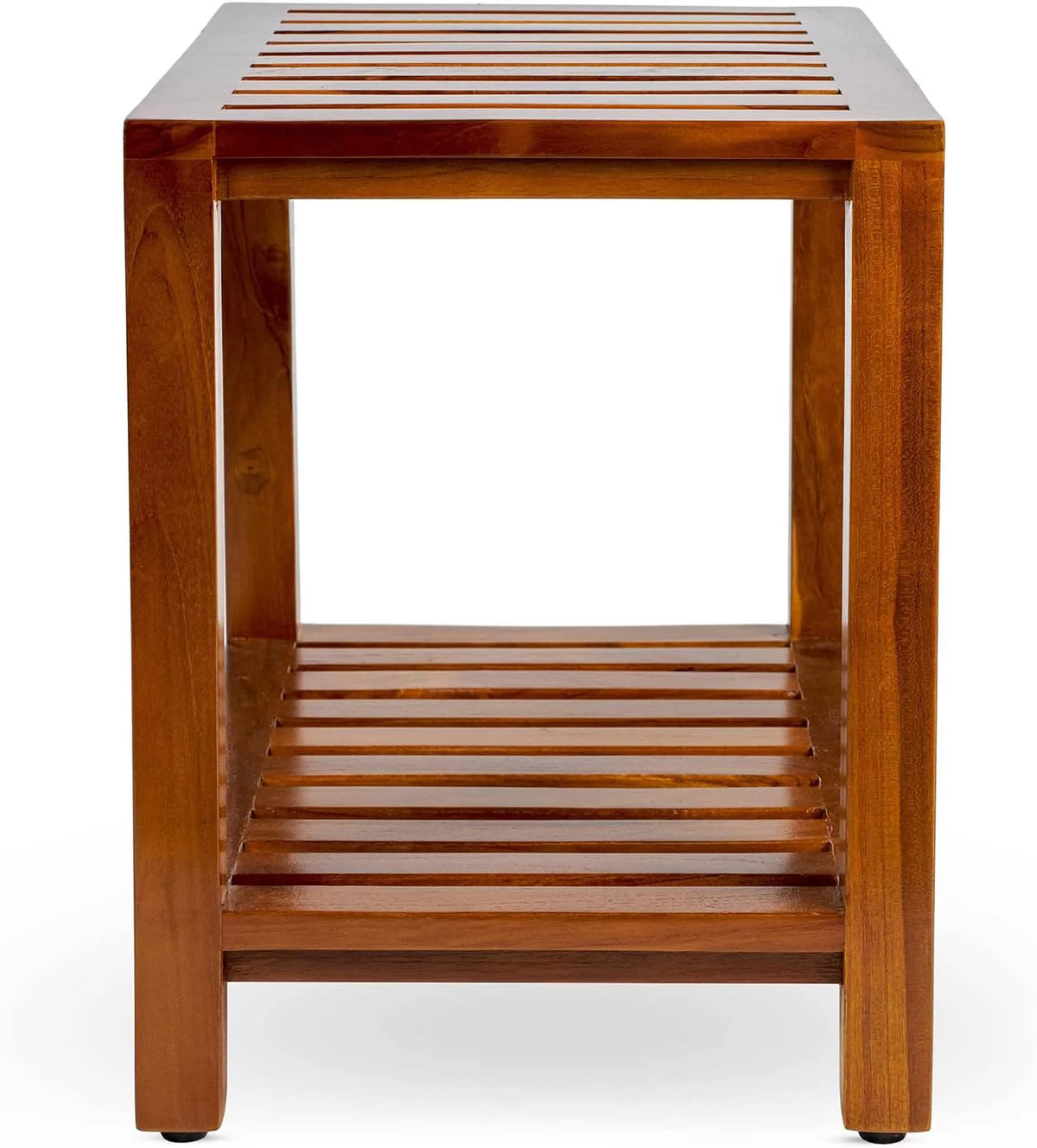 21 Inch Teak Wood Shower Bench with Shelf D67657