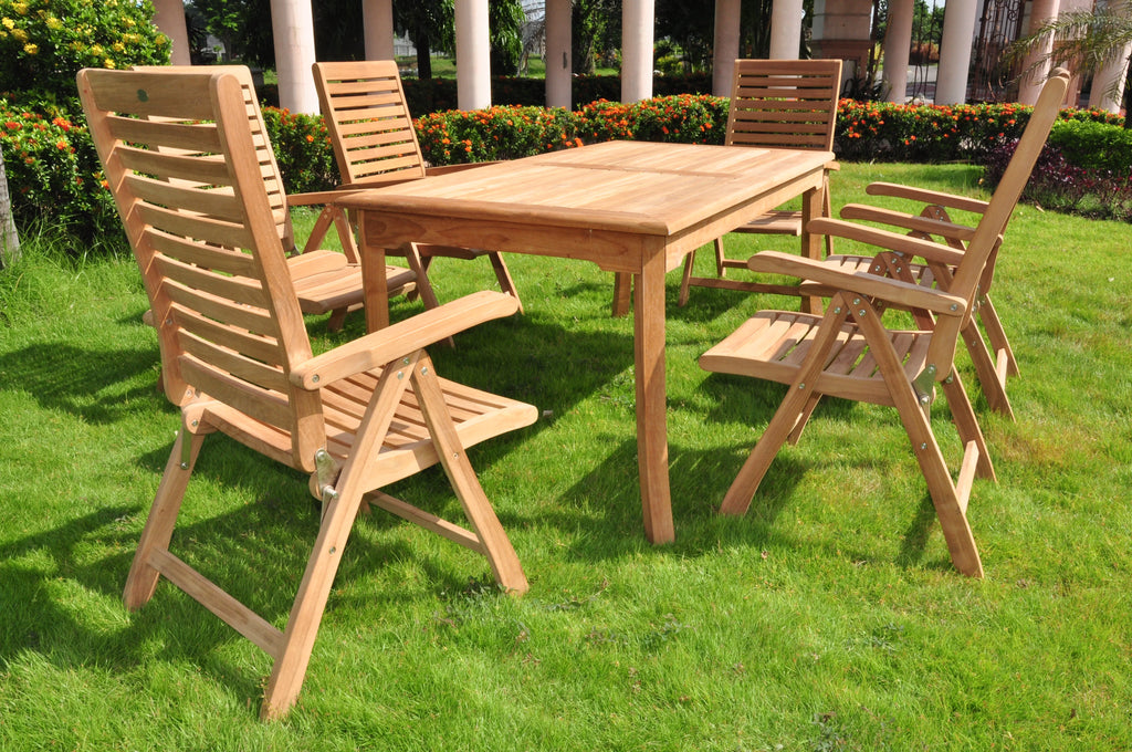 7 Pc Teak Dining Set with Rectangle Table and 6 Arm Chairs O42142