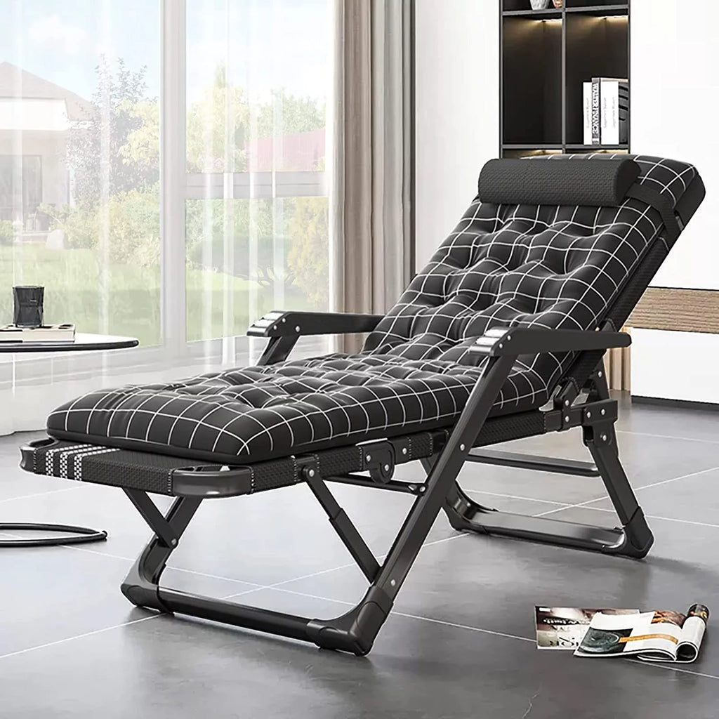 Folding Adjustable 5-Position Outdoor Chaise Lounge Chair with Headrest V2818