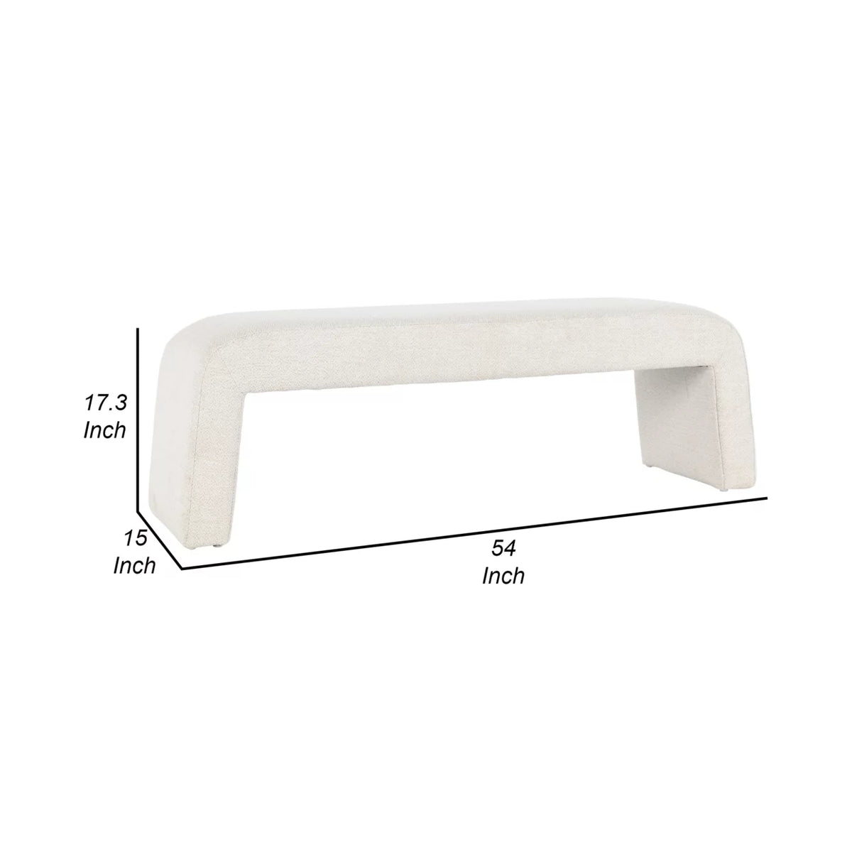 54 Inch White Wood Bench F46841