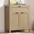 Rattan Storage Cabinet Set of 2 with Doors and Drawer V548