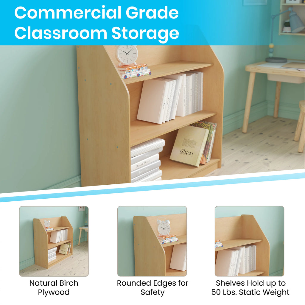 Natural Wooden 3 Shelf Book Display E222038