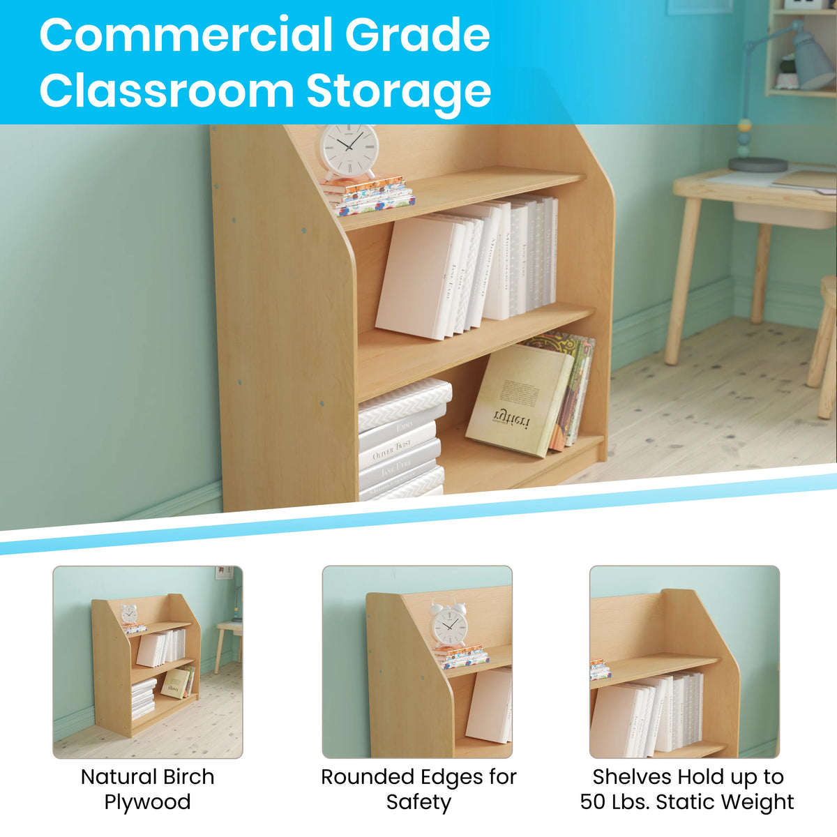 Natural Wooden 3 Shelf Book Display E222038