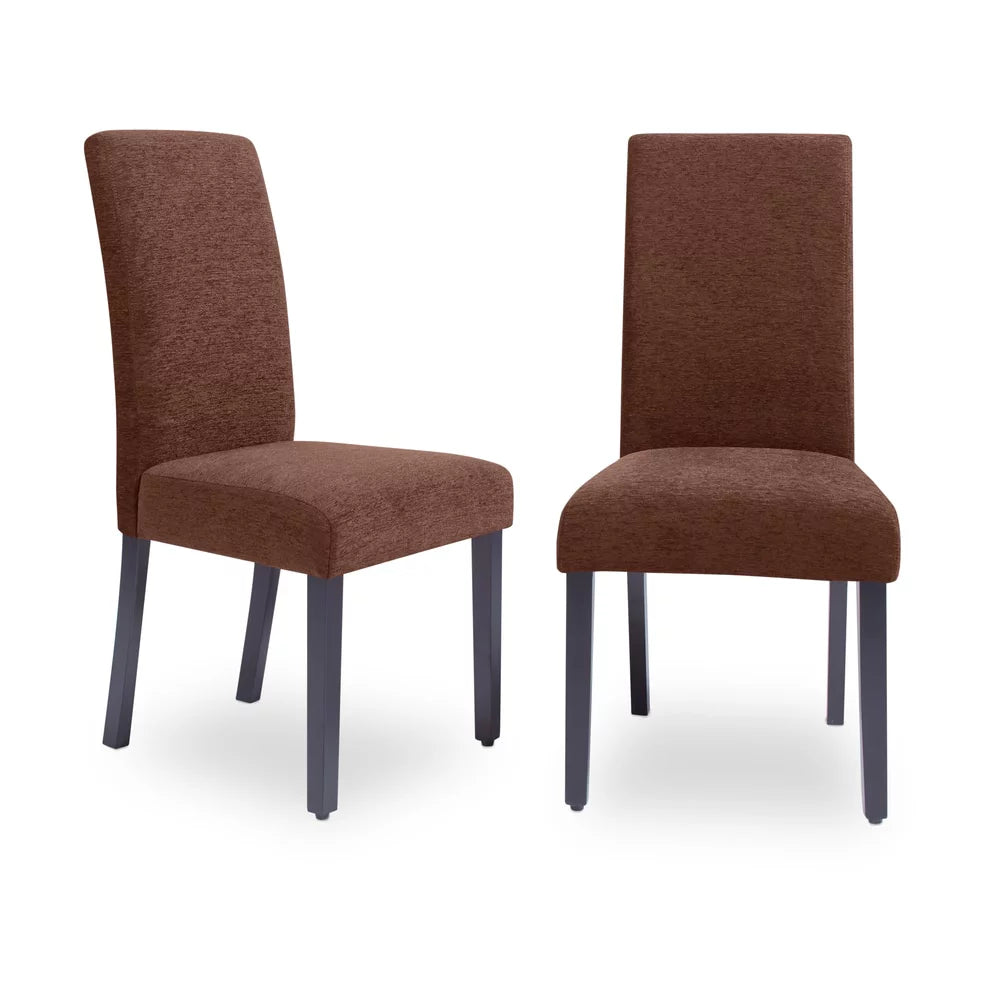 Dark Red Rubberwood Upholstered Dining Chairs Set of 2 D85955