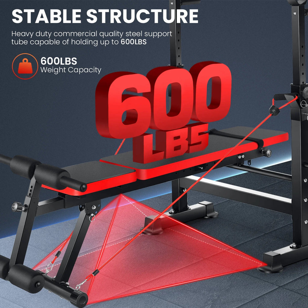 Adjustable Weight Bench Set with Barbell Rack E416316