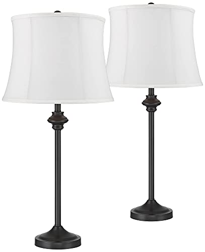 Set of 2 Dark Bronze Brown Metal Table Lamps H121145