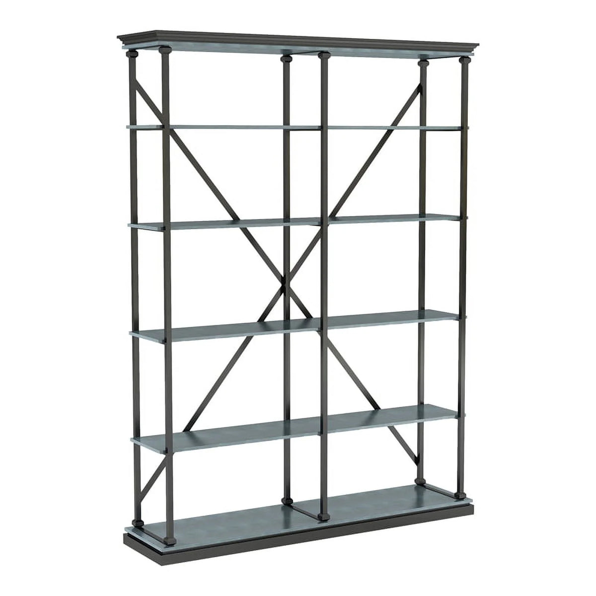 Antique Blue 58-Inch Industrial Metal Bookcase C138431