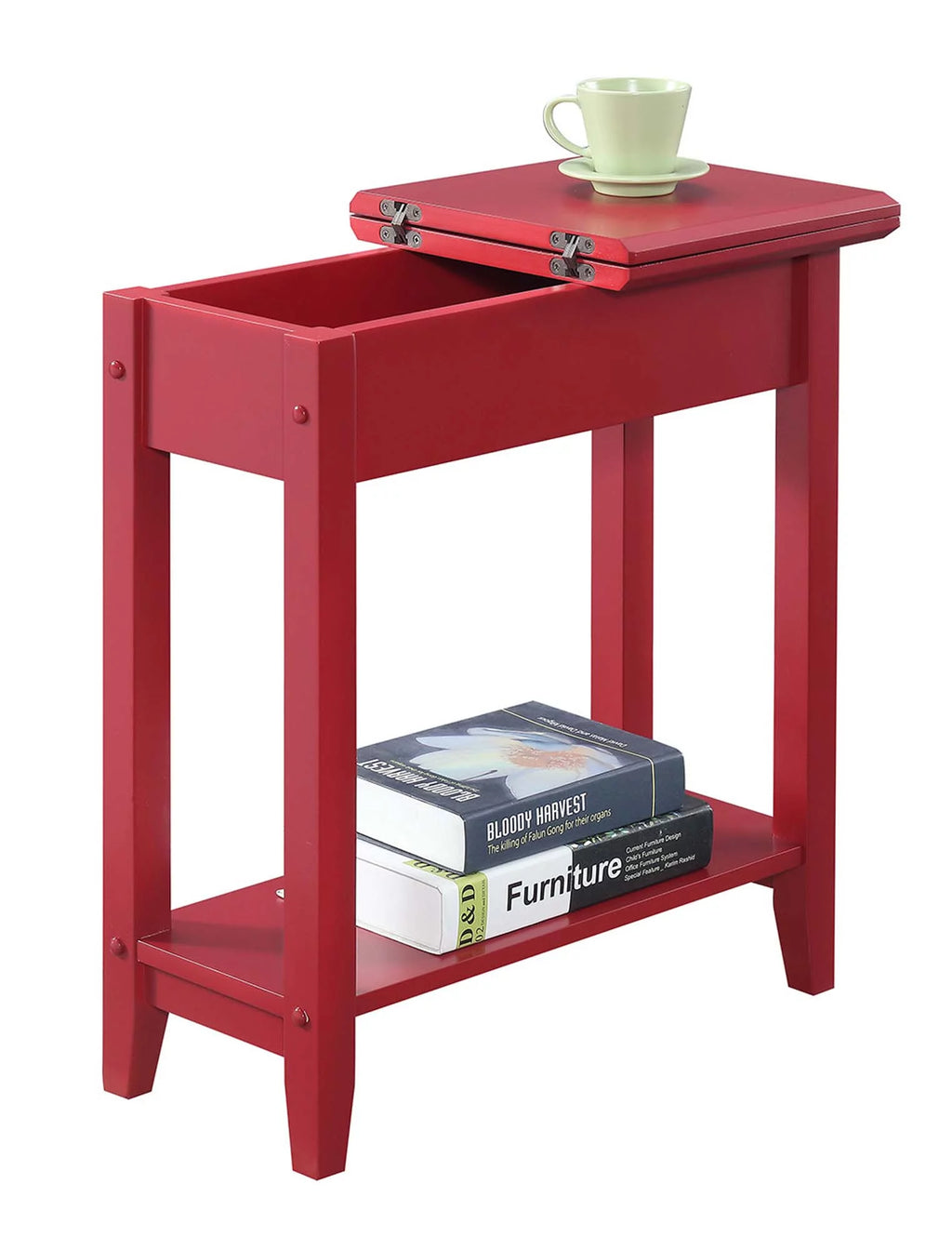 Cranberry Red Flip Top End Table with Shelf C101